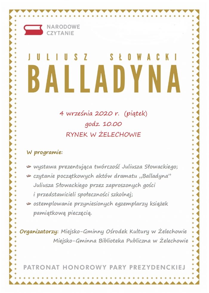 Miniaturka artykułu Narodowe Czytanie „Balladyny”