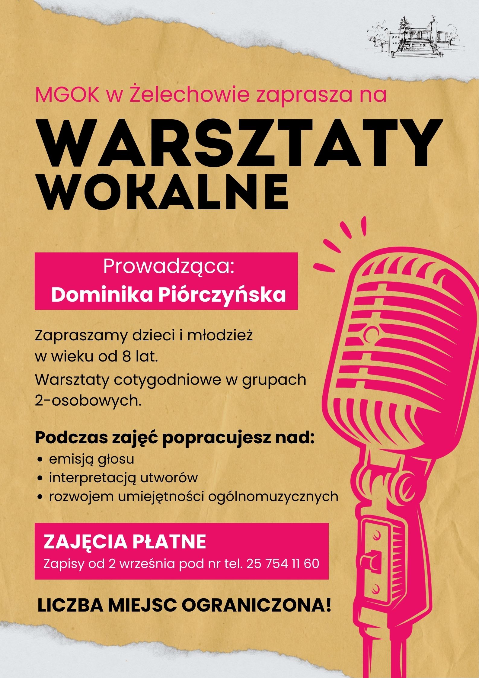 Miniaturka artykułu Rozpoczynamy nabór na warsztaty wokalne oraz naukę gry na pianinie!
