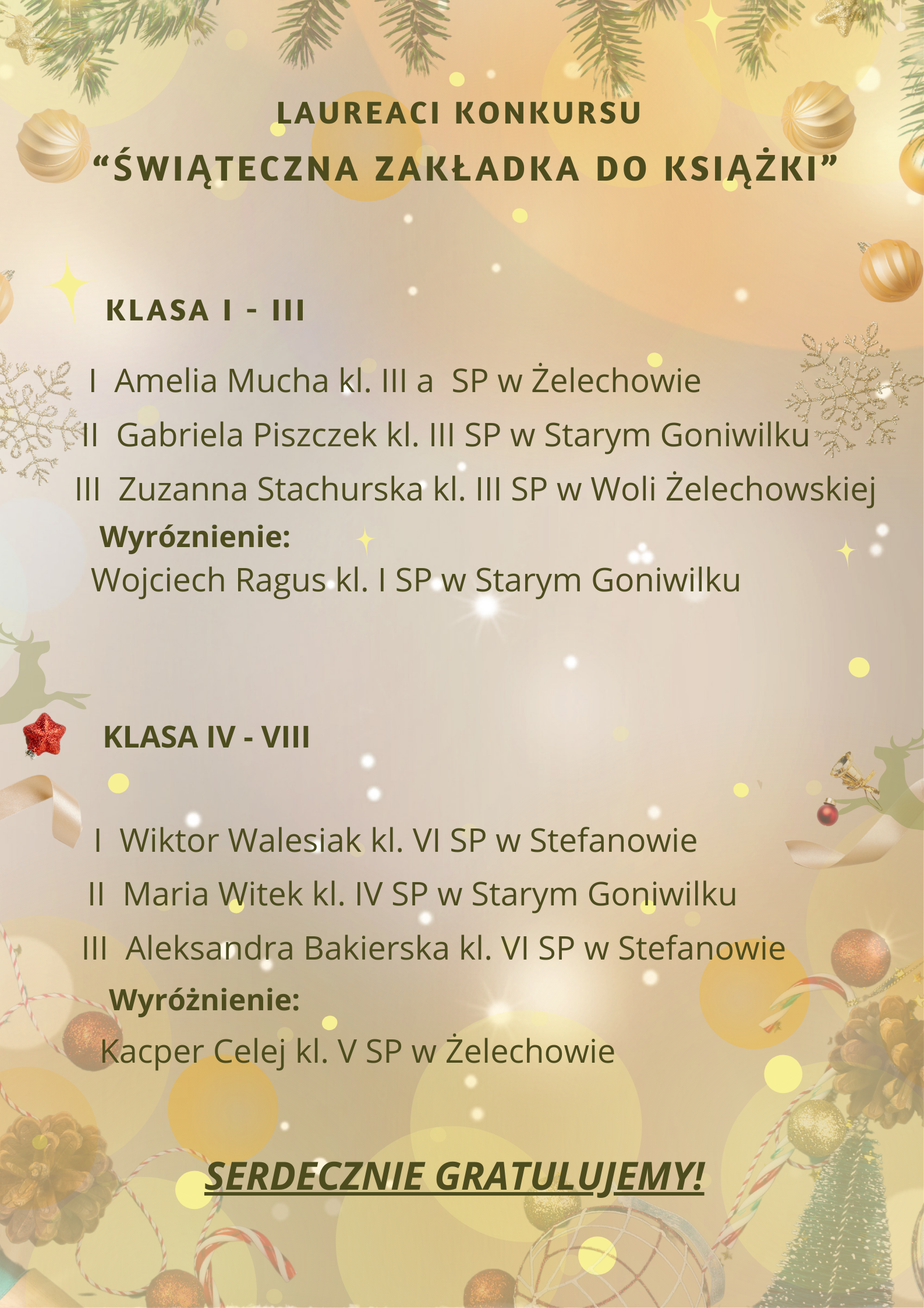 Miniaturka artykułu Laureaci konkursu „Świąteczna zakładka do książki”