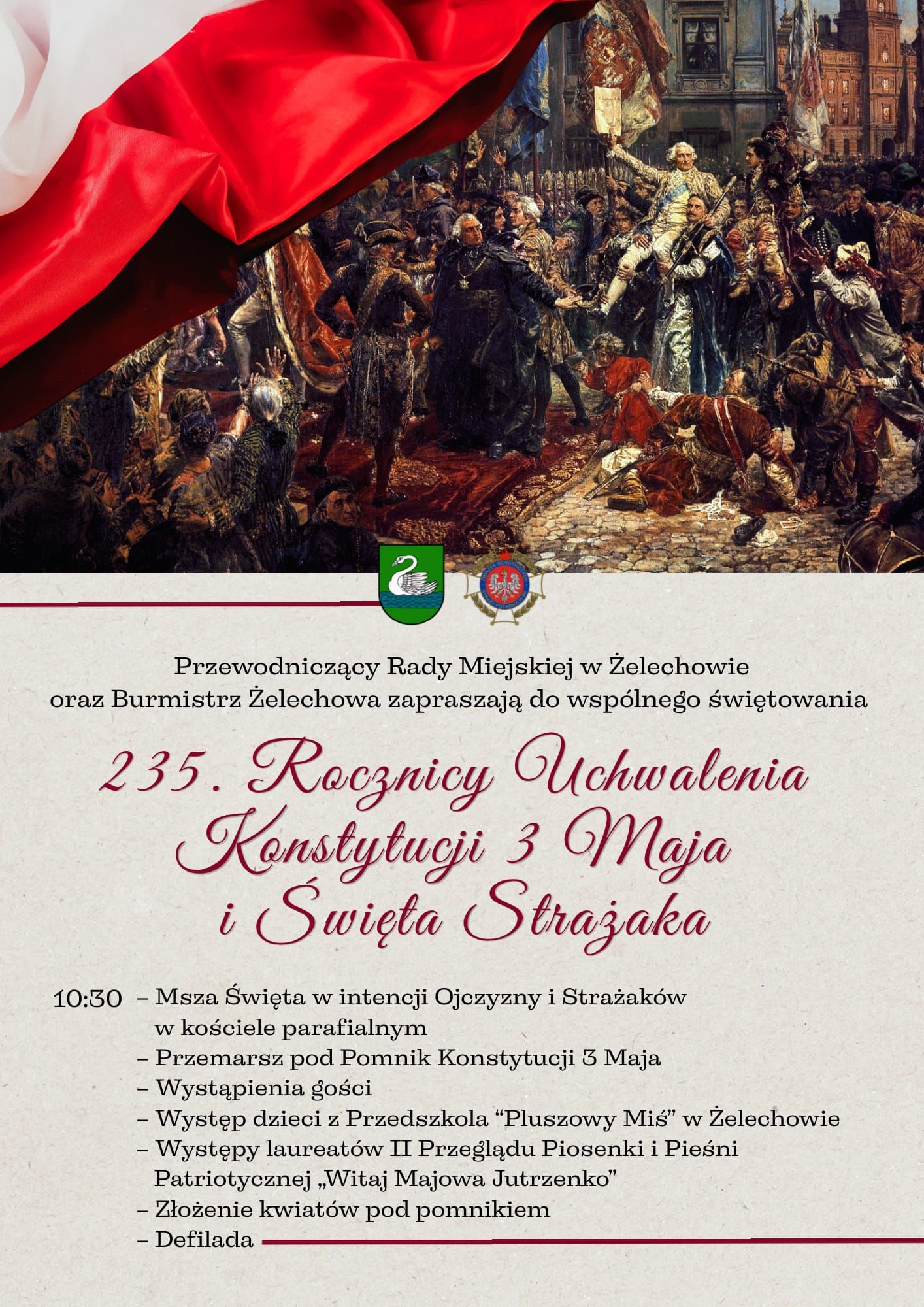 Miniaturka artykułu Obchody 235. Rocznicy Uchwalenia Konstytucji 3 Maja oraz Święta Strażaka