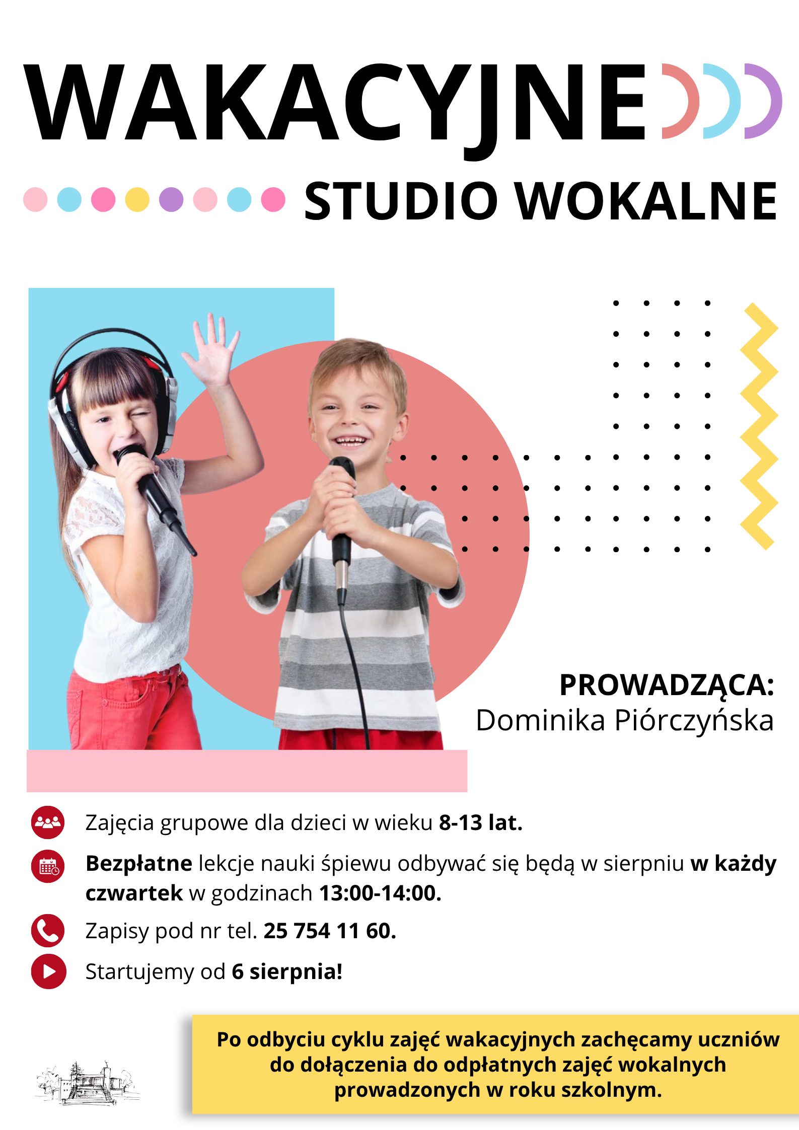 Miniaturka artykułu Wakacyjne lekcje nauki śpiewu oraz gry na pianinie