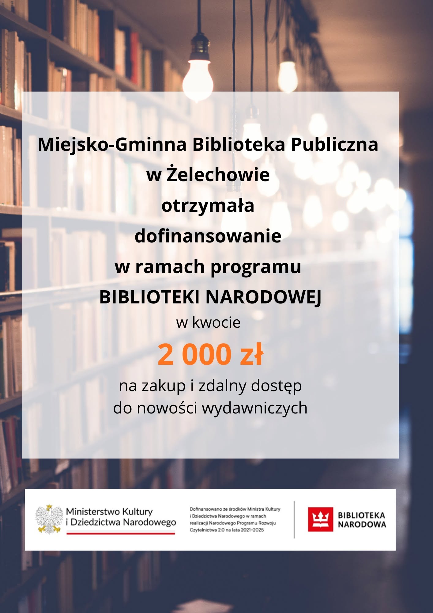 Miniaturka artykułu Nasza Biblioteka otrzymała dofinansowanie!